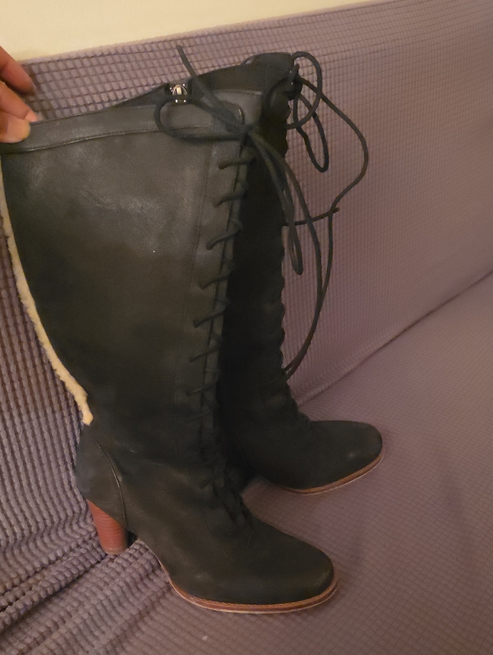 UGG Australia Women's Black Lace-Up Knee Boots - Classic Winter Style